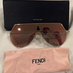 Fendi Gold and Black Oversized Sunglasses